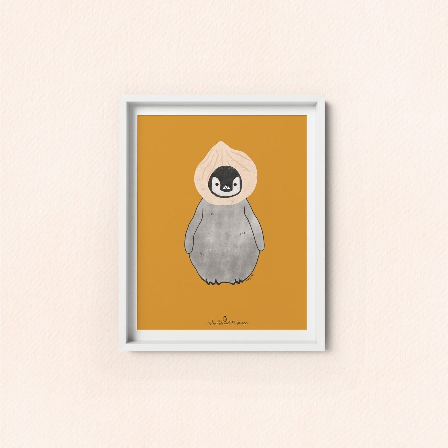 Pudding the Penguin in Soup Dumpling Art Print