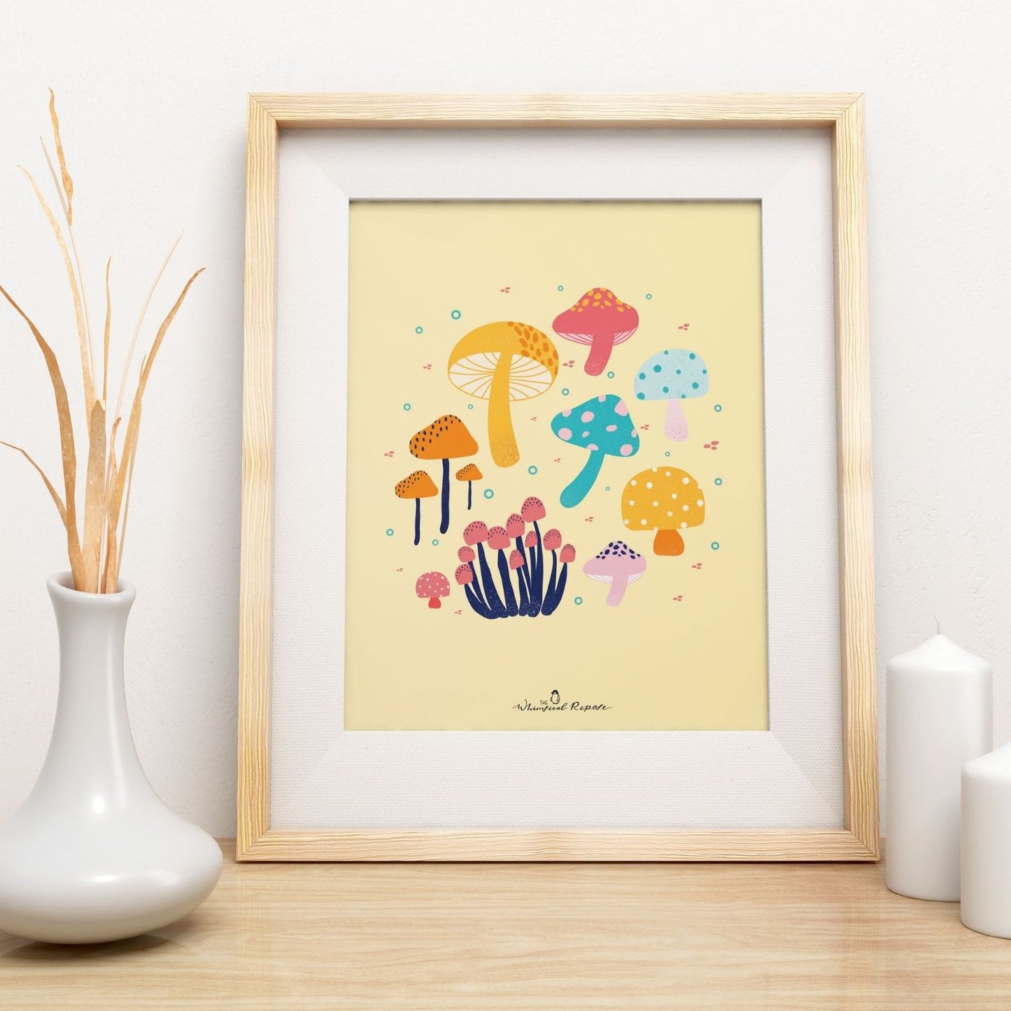 Yellow Mushrooms Art Print