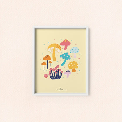 Yellow Mushrooms Art Print