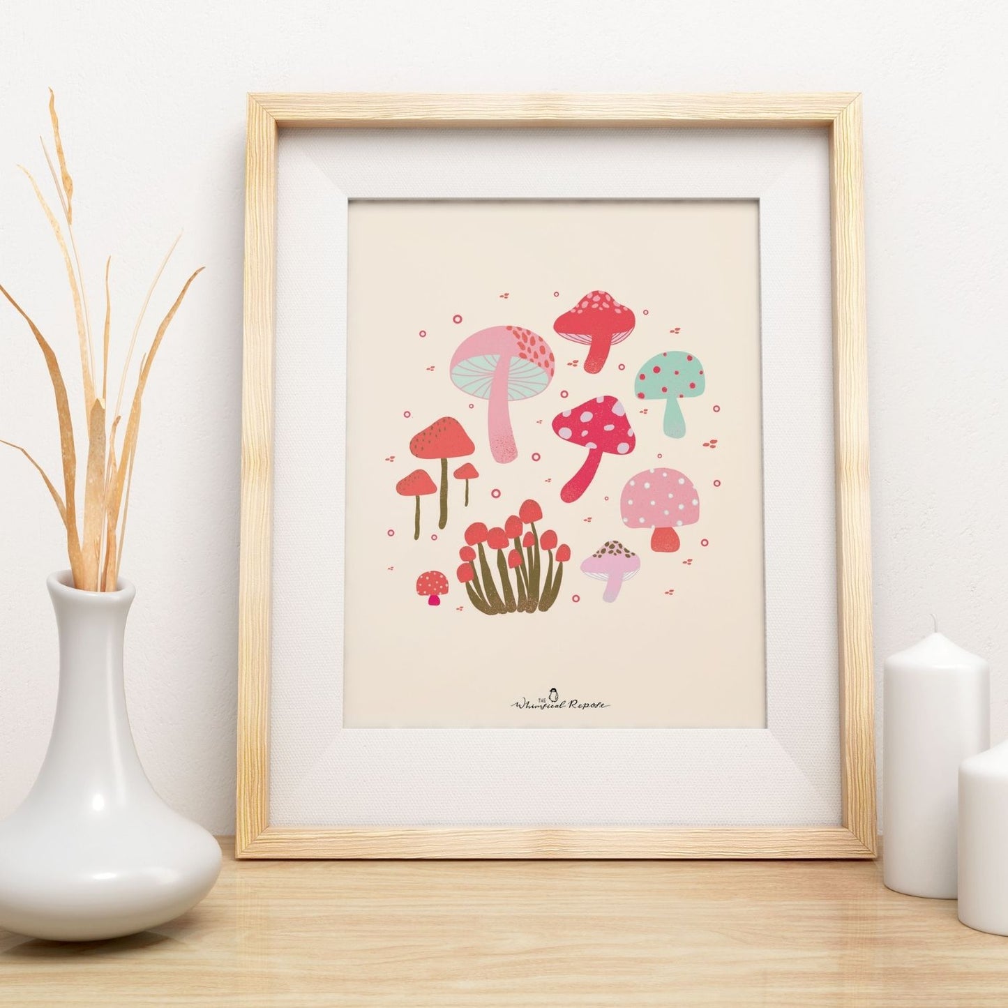 Pink Mushrooms Art Print