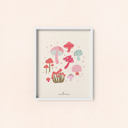 Pink Mushrooms Art Print