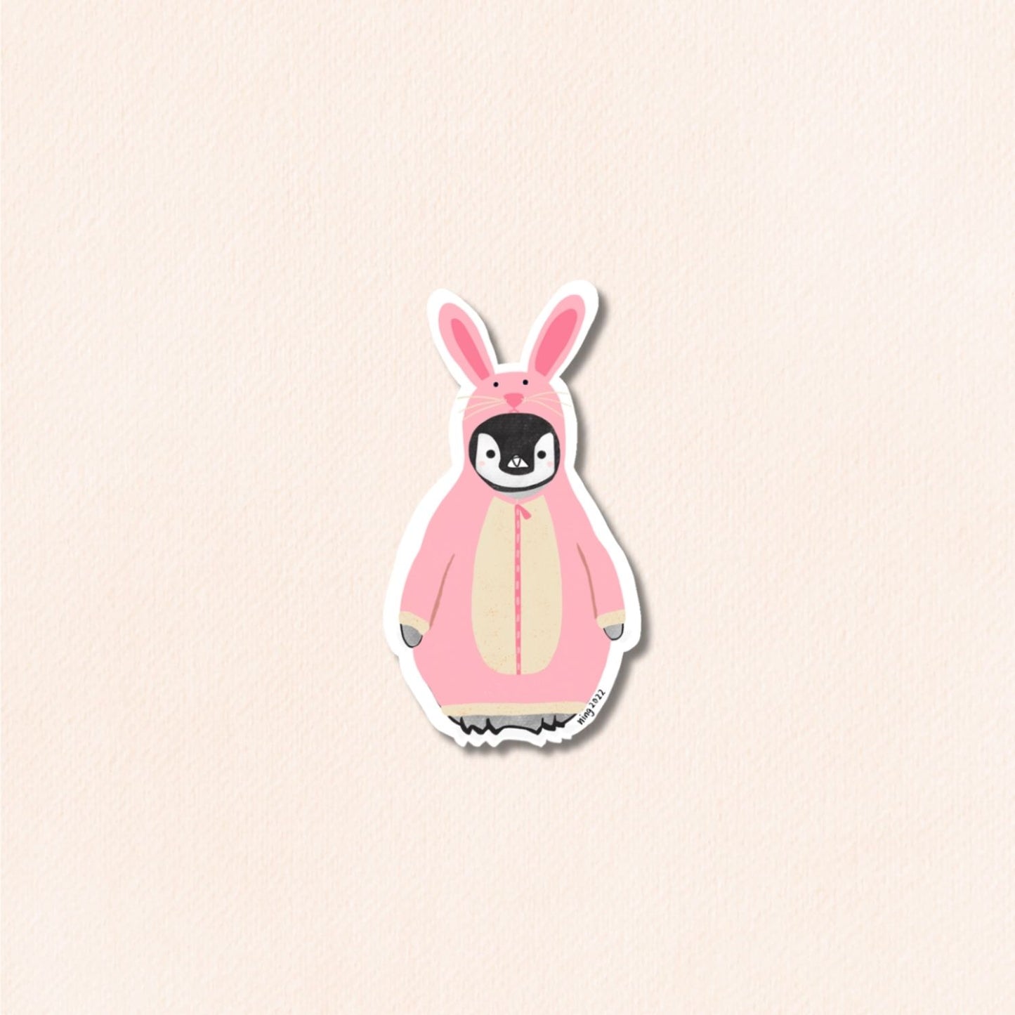 Pudding the Penguin Bunny Vinyl Sticker