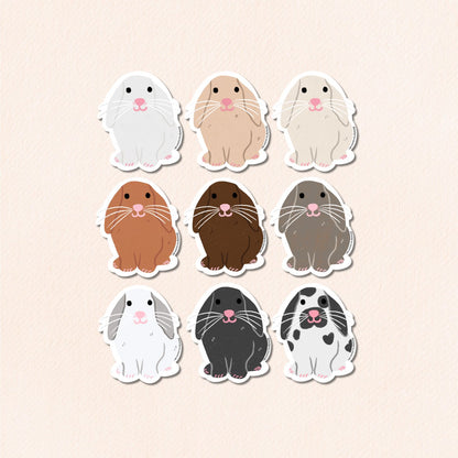 Holland Lop Rabbit Vinyl Sticker, 9 Colours