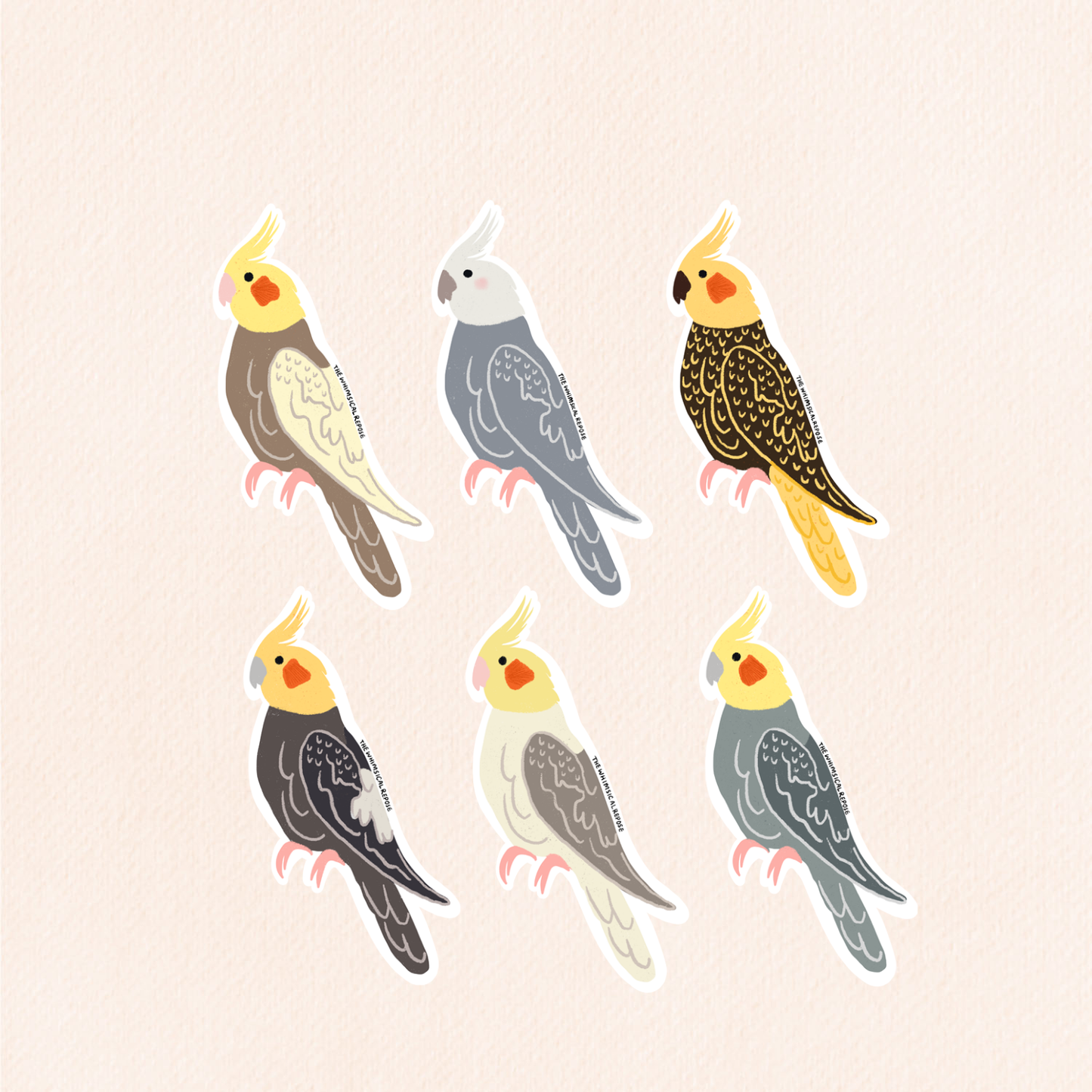 Cockatiel Vinyl Sticker (6 Colours)