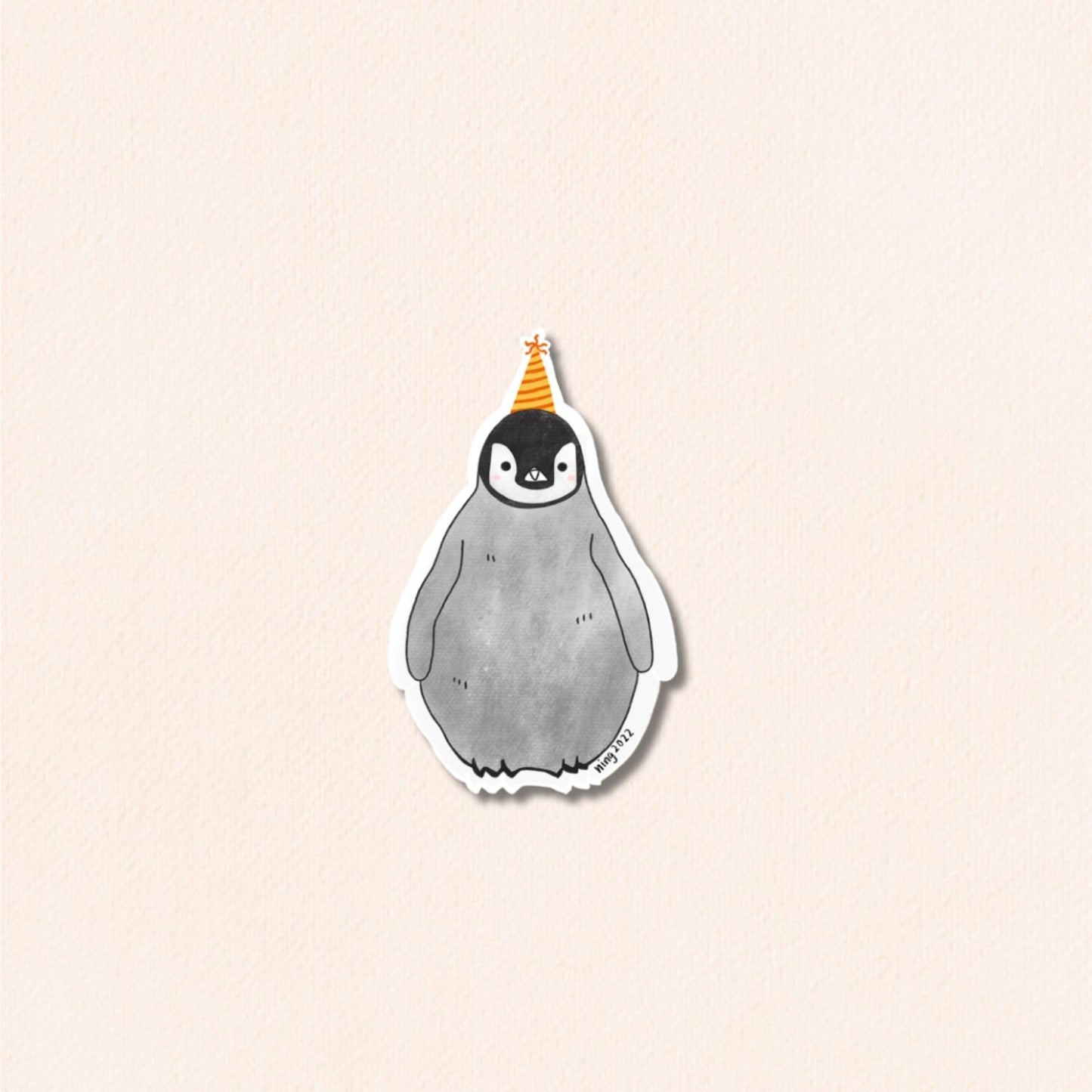 Pudding the Penguin Party Hat Vinyl Sticker