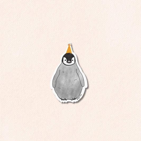 Pudding the Penguin Party Hat Vinyl Sticker