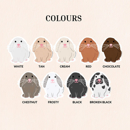 Holland Lop Rabbit Vinyl Sticker, 9 Colours