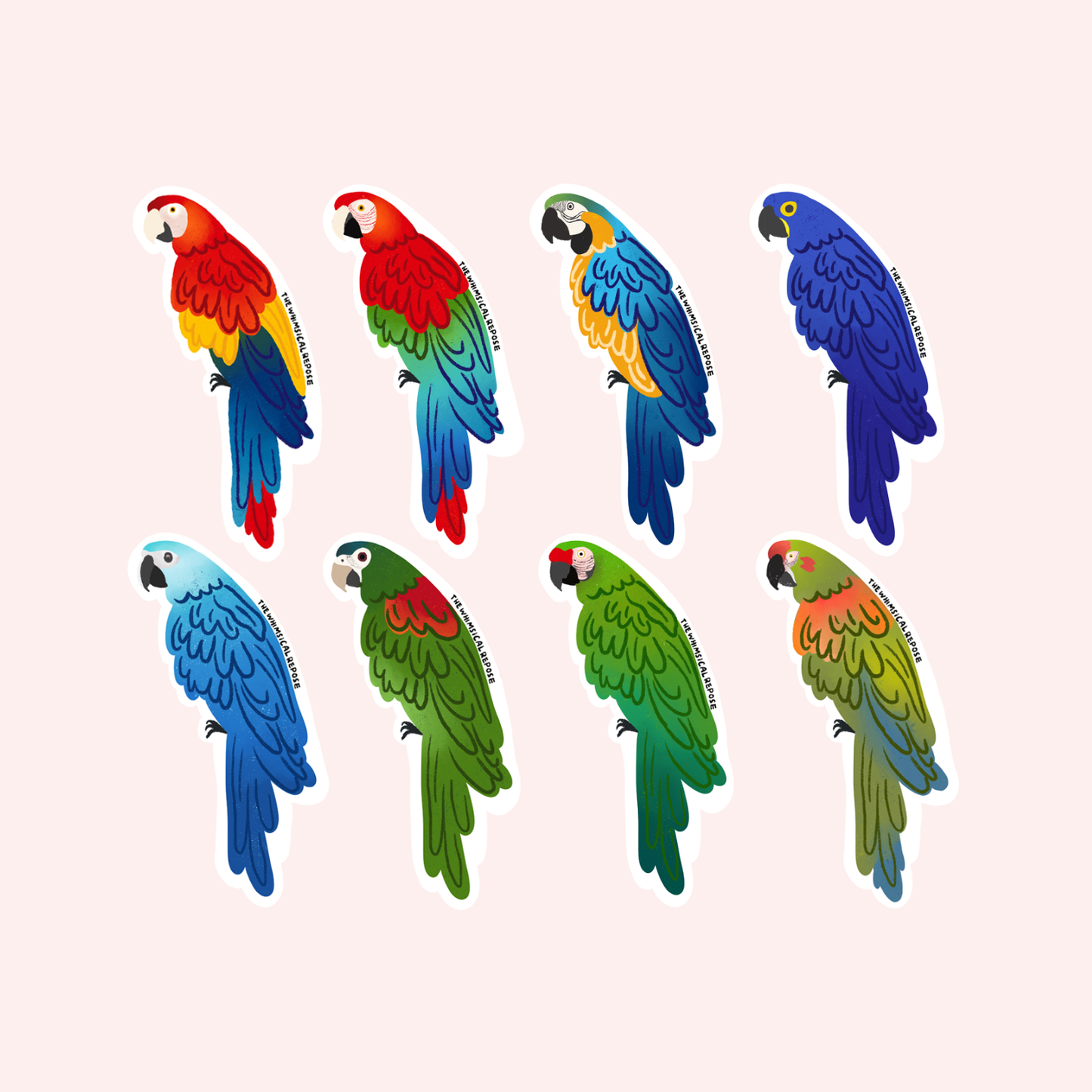 Macaw Vinyl Sticker, 8 Colours