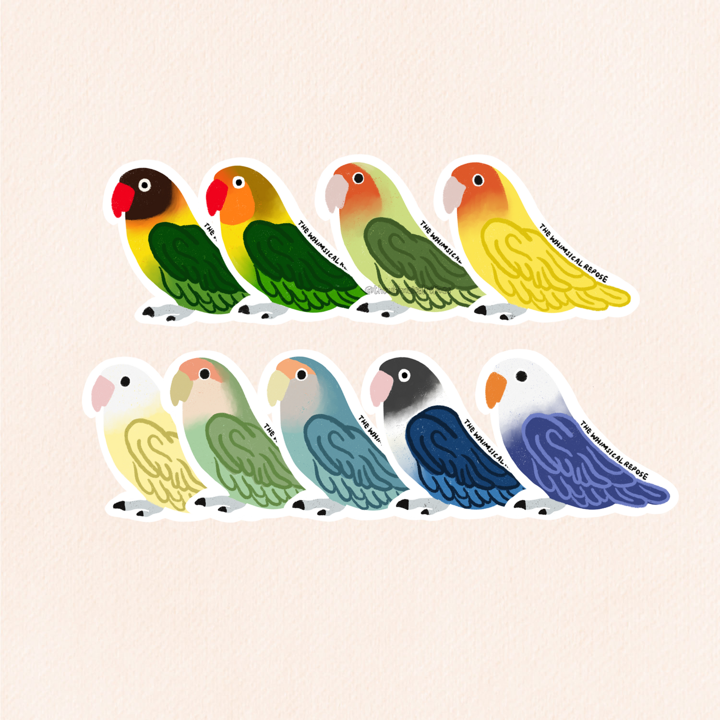 Lovebird Vinyl Sticker, 9 Colours