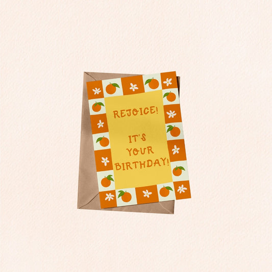 Rejoice! Orange Birthday Card