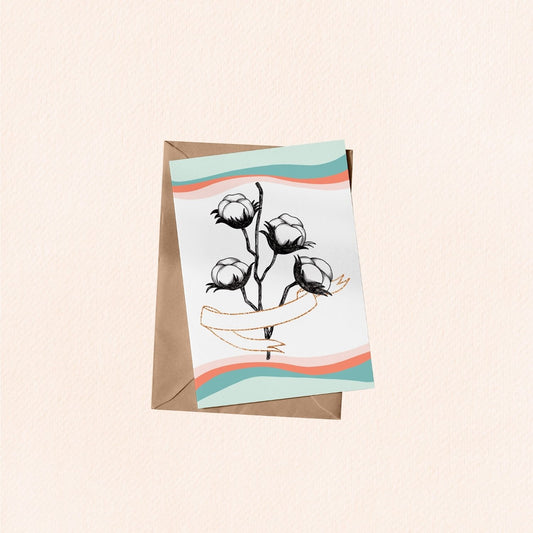Cotton Flower Floral Greeting Card