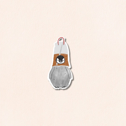 Pudding the Penguin in Coffee Bag Vinyl Sticker