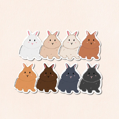 Lionhead Rabbit Vinyl Sticker, 8 Colours