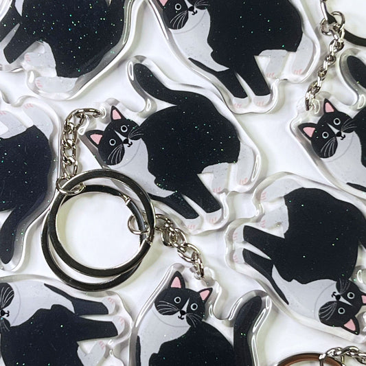 Tuxedo Cat Acrylic Keychain