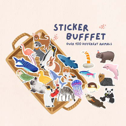 The Sticker Buffet: 40 Assorted Animal Stickers
