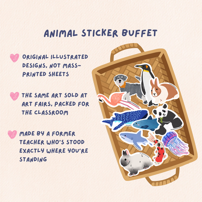The Sticker Buffet: 40 Assorted Animal Stickers