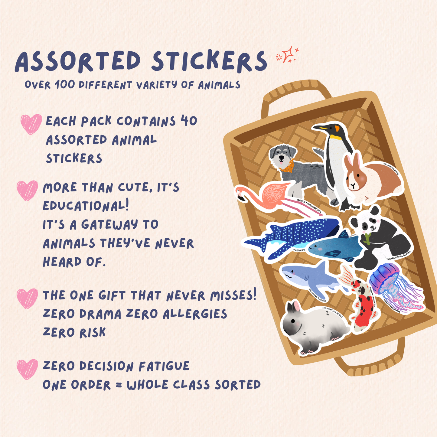 The Sticker Buffet: 40 Assorted Animal Stickers